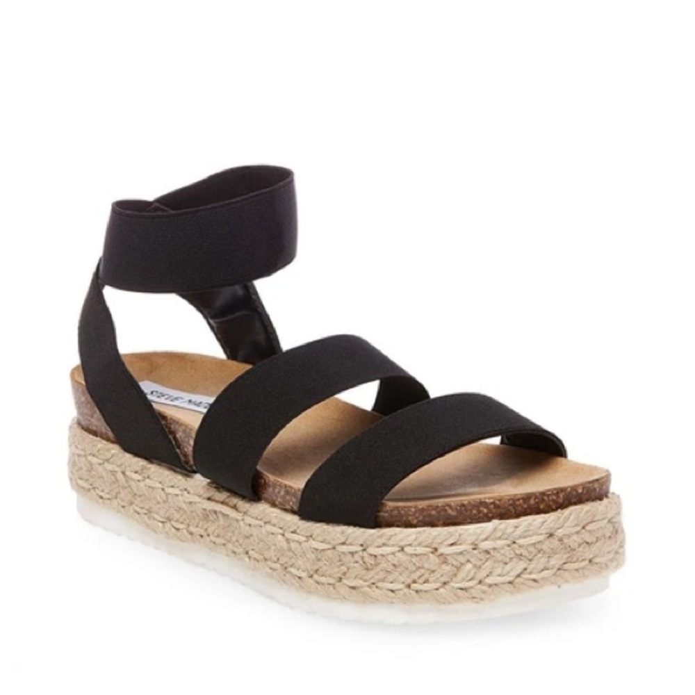 Steve Madden Black Espadrille Platform Sandals